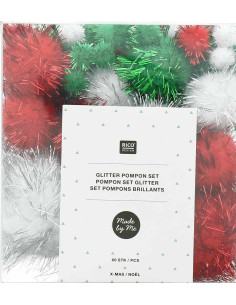 Set de 60 pompons brillants - Noël 2