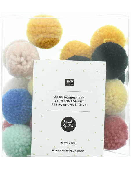 Set de 24 pompons en laine - Nature
