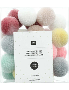 Set de 24 pompons en laine - Pastel 2