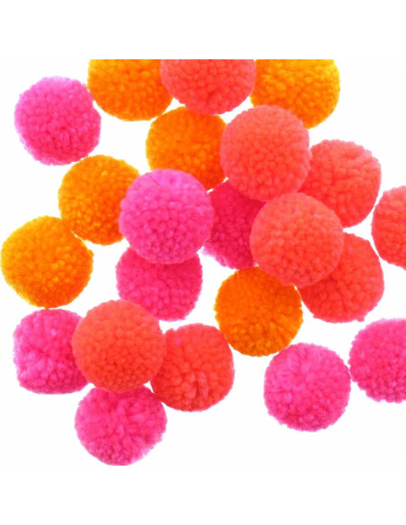 Set de 24 pompons en laine - Fluo