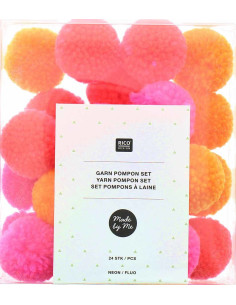 Set de 24 pompons en laine - Fluo 2