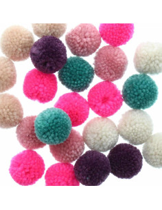 Set de 24 pompons en laine - Jolly christmas pastel
