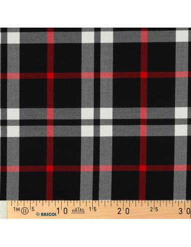 Tissus tartan écossais - Noir, blanc et rouge
