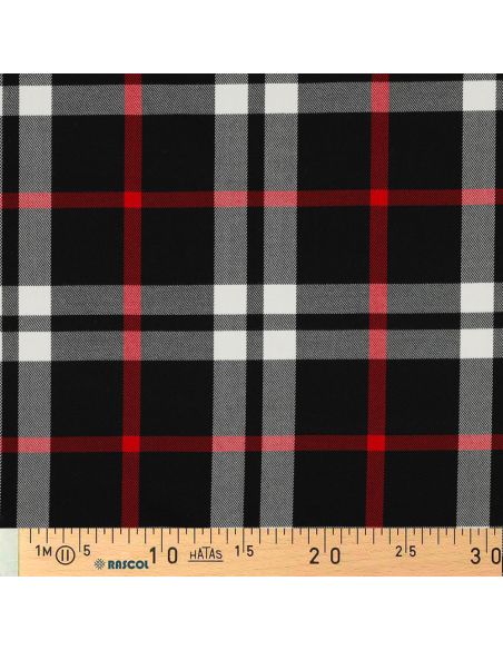 Tissus tartan écossais - Noir, blanc et rouge