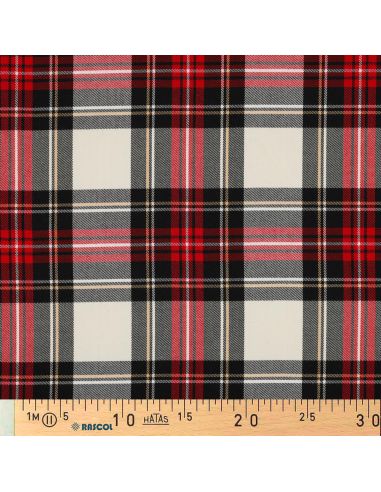 Tissus tartan écossais - Noir, rouge, jaune et blanc