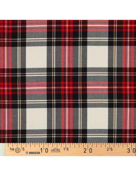 Tissus tartan écossais - Noir, rouge, jaune et blanc