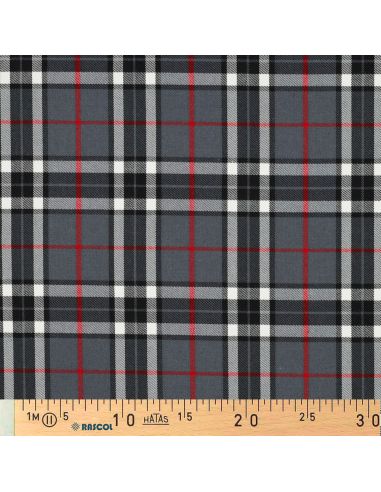 Tissus tartan écossais - Noir, gris et rouge