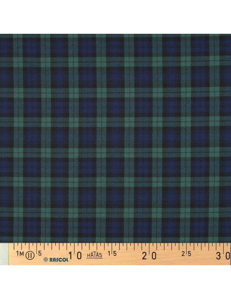 Tissus tartan écossais - Noir, bleu et vert