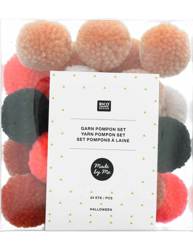 Set de 24 pompons en laine - Halloween