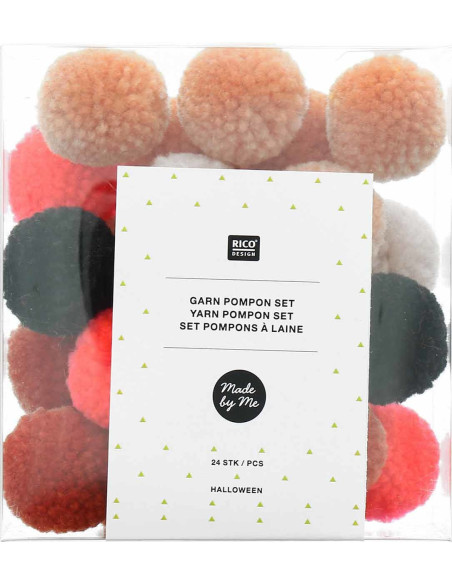 Set de 24 pompons en laine - Halloween