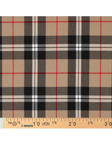 Tissus tartan écossais - Camel et noir