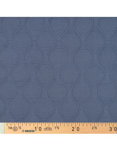 Tissu matelassé double gaze - Bleu jeans