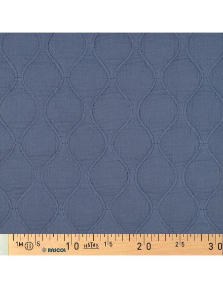Tissu matelassé double gaze - Bleu jeans
