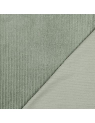 Tissu velours côtelé coton - Vert sauge