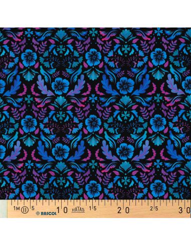 Tissu jersey imprimé Clara - Fond noir