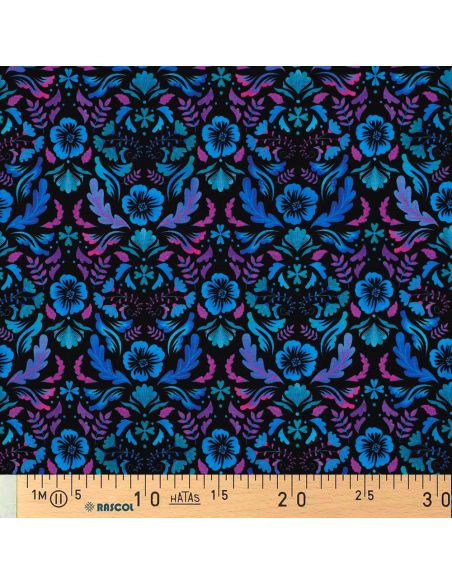 Tissu jersey imprimé Clara - Fond noir