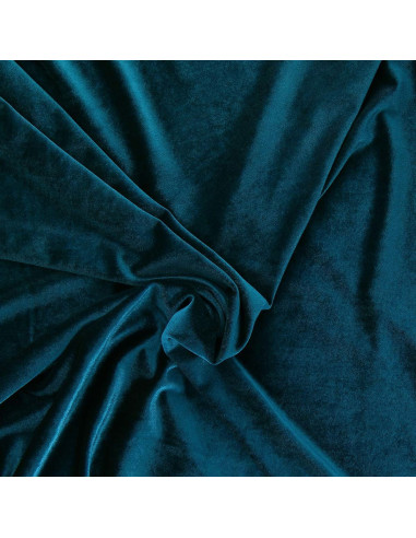 Tissu velours stretch - Bleu pétrole