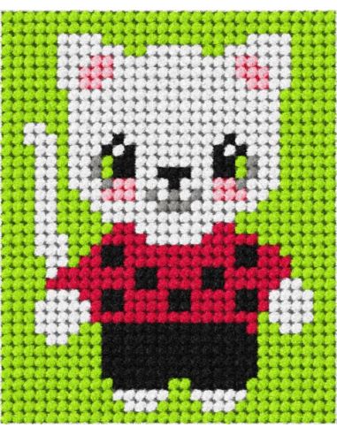 Kit canevas enfant - Petit chat au pull over