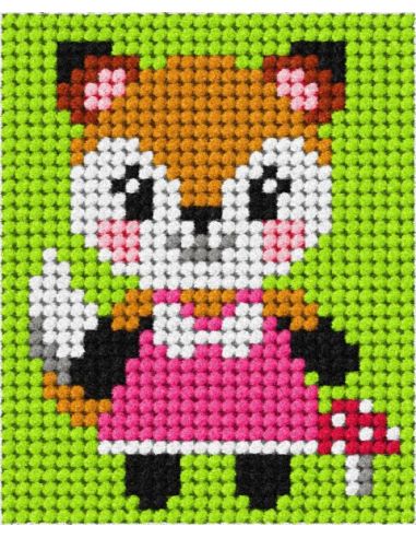 Kit canevas enfant - Petite renarde au champignon