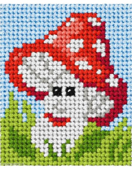 Kit canevas enfant - Le champignon souriant