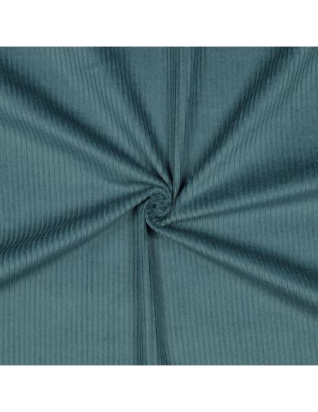Tissu velours côtelé coton - Bleu pétrole léger