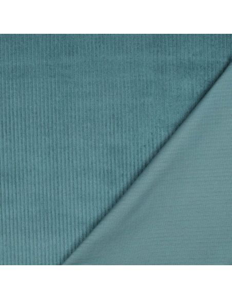 Tissu velours côtelé coton - Bleu pétrole léger