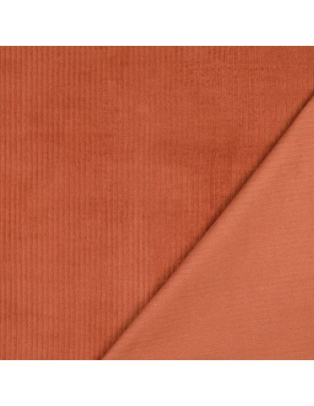 Tissu velours côtelé coton - Terracotta