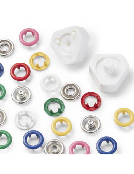 Boite de 60 boutons pression jersey avec outil 8 mm