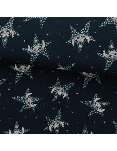 Tissu jersey Lilo & Stitch - Étoiles bleu marine