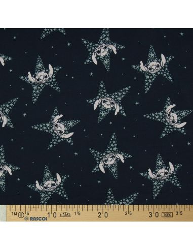 Tissu jersey Lilo & Stitch - Étoiles bleu marine