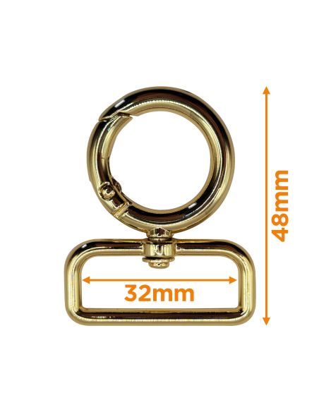 Mousqueton pivotant rond - Or 32 x 20 mm
