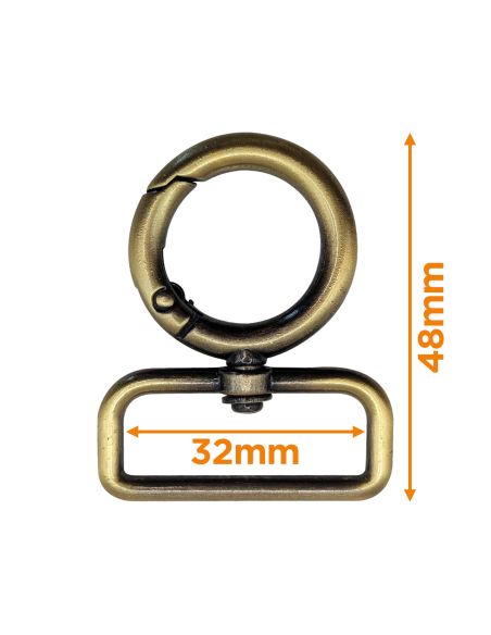 Mousqueton pivotant rond - Bronze 32 x 20 mm