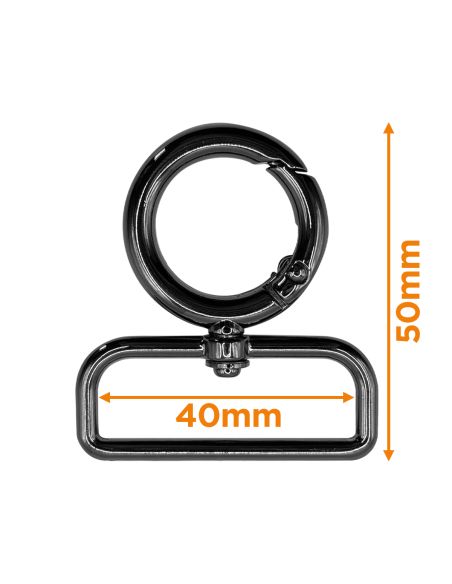 Mousqueton pivotant rond - Canon de fusil 40 x 20 mm