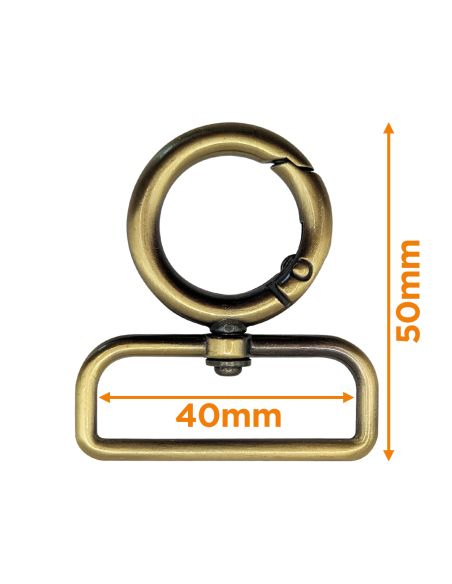 Mousqueton pivotant rond - Bronze 40 x 20 mm