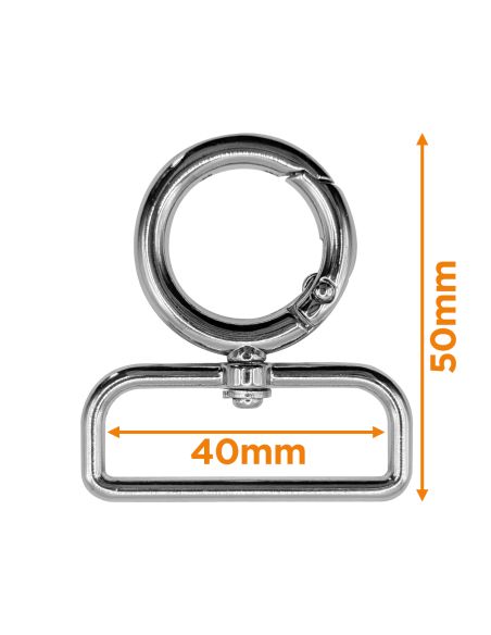 Mousqueton pivotant rond - Argent 40 x 20 mm