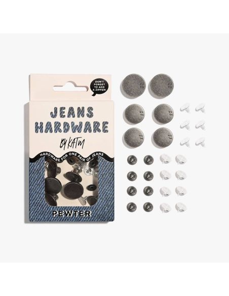 Kit de boutons jeans et rivets - Etain