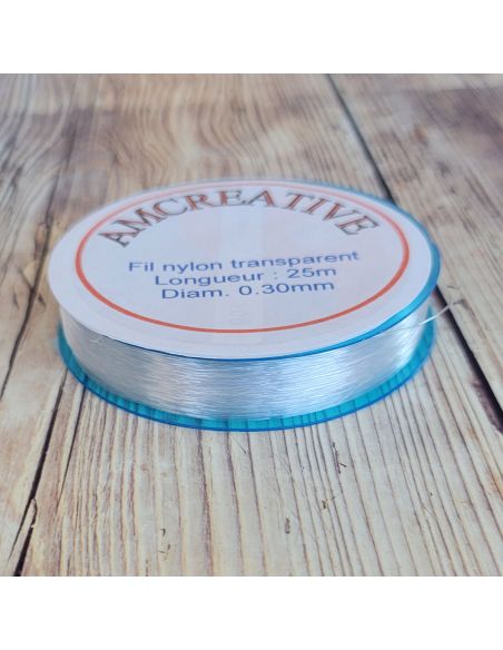 Fil nylon pour perles 0,30 mm - Transparent