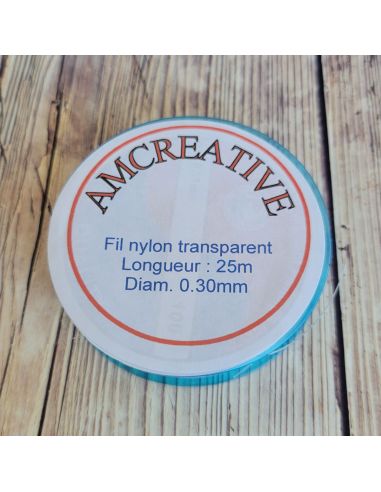Fil nylon pour perles 0,30 mm - Transparent