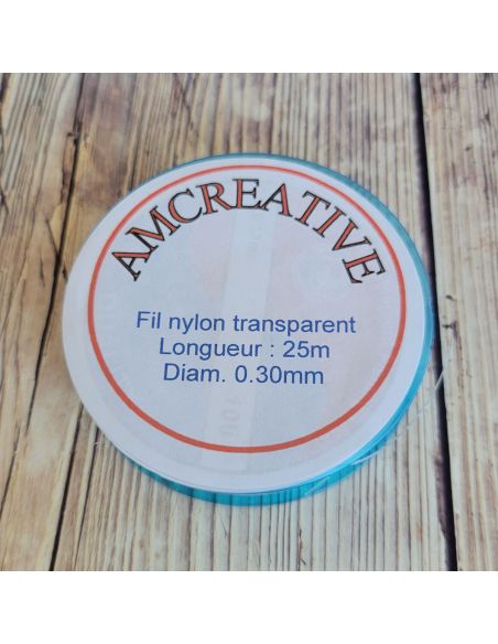 Fil nylon pour perles 0,30 mm - Transparent
