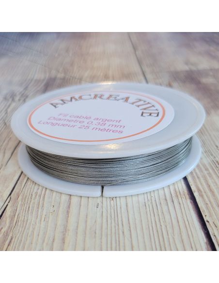 Fil câblé pour perles 0,38 mm - Argent