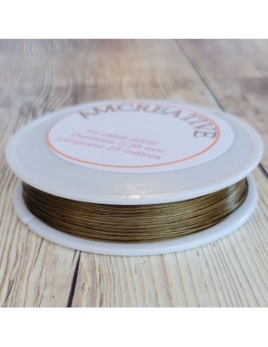 Fil câblé pour perles 0,38 mm - Or