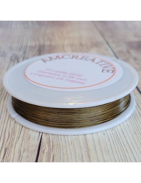 Fil câblé pour perles 0,38 mm - Or