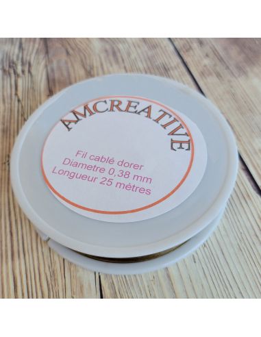 Fil câblé pour perles 0,38 mm - Or