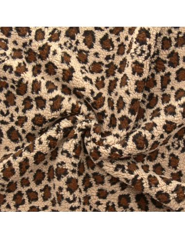 Tissu Teddy léopard - Beige foncé