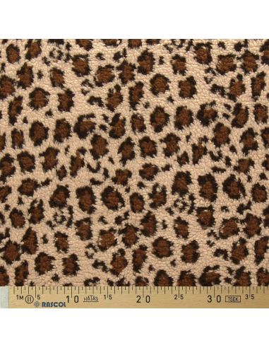 Tissu Teddy léopard - Beige foncé