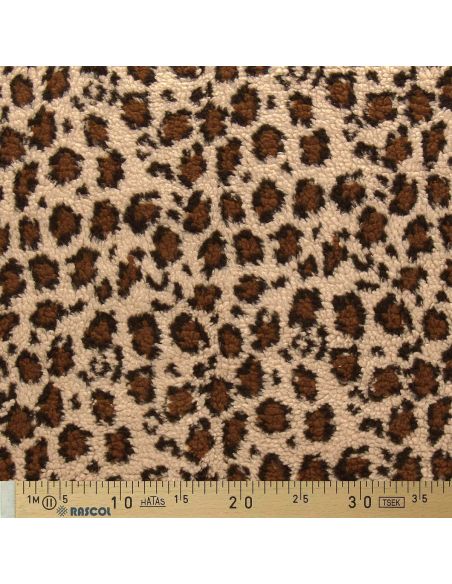 Tissu Teddy léopard - Beige foncé