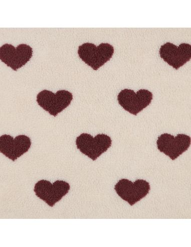 Tissu fourrure Teddy - Coeurs rouges