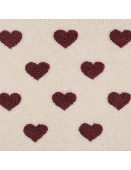 Tissu fourrure Teddy - Coeurs rouges