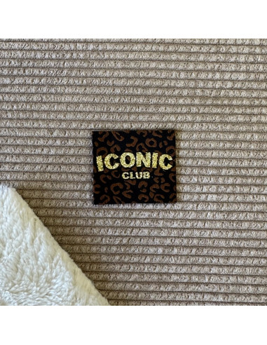 Lot de 5 étiquettes tissées à coudre Iconic Club - Noir et marron