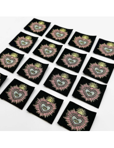 Lot de 5 étiquettes tissées à coudre Ex Voto - Noir 2